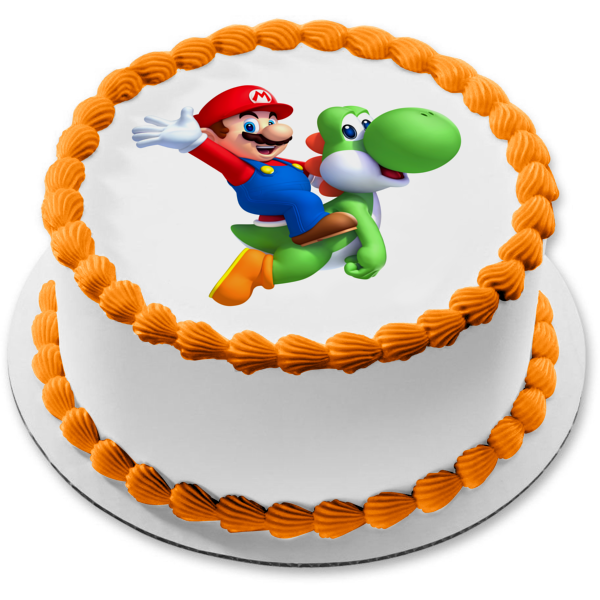 Imagen comestible para tarta de Super Mario Brothers montando a Yoshi ABPID07320 