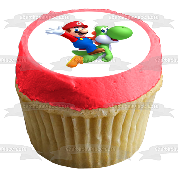 Imagen comestible para tarta de Super Mario Brothers montando a Yoshi ABPID07320 