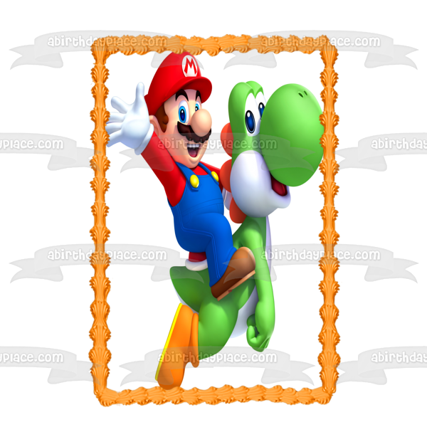 Imagen comestible para tarta de Super Mario Brothers montando a Yoshi ABPID07320 