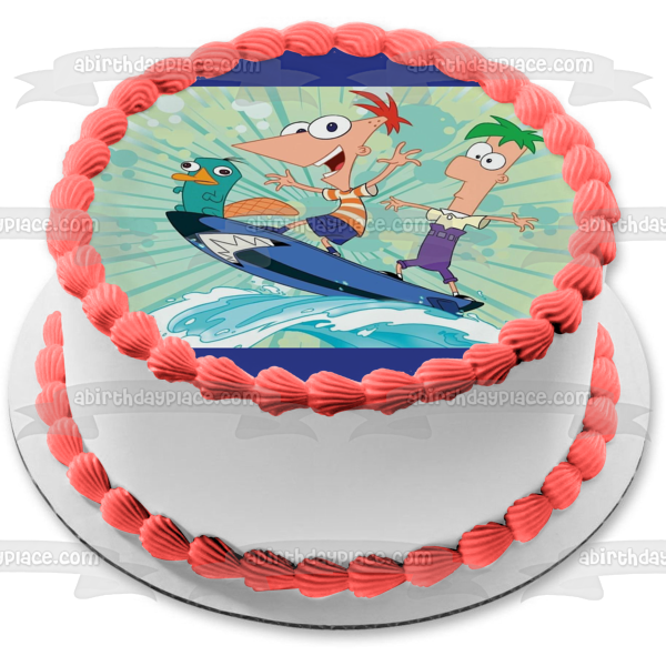 Phineas and Ferb Phineas Flynn Ferb Fletcher and  Perry the Platypus Edible Cake Topper Image ABPID07325