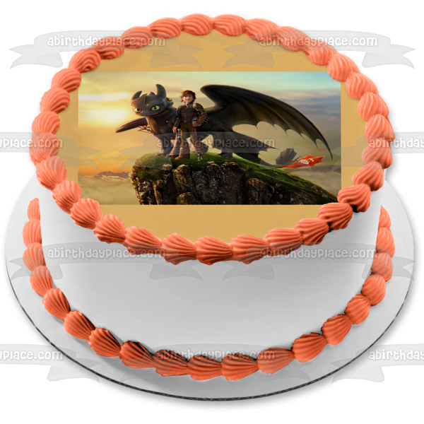 Cómo entrenar a tu dragón desdentado e hipo en una roca Imagen comestible para decoración de tarta ABPID07329 