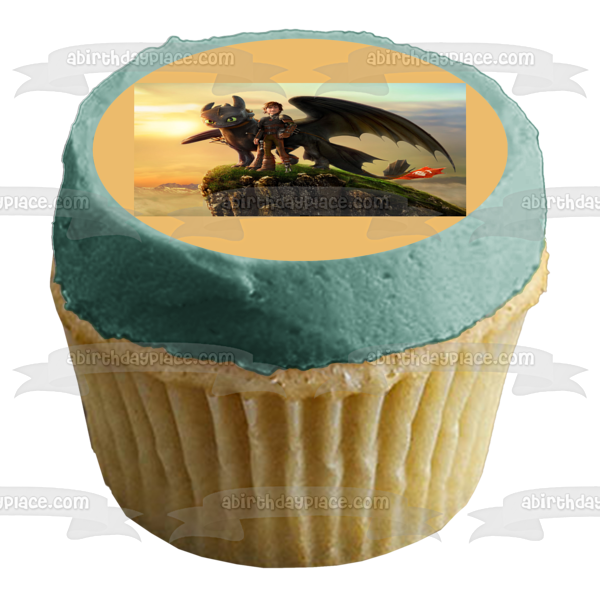 Cómo entrenar a tu dragón desdentado e hipo en una roca Imagen comestible para decoración de tarta ABPID07329 