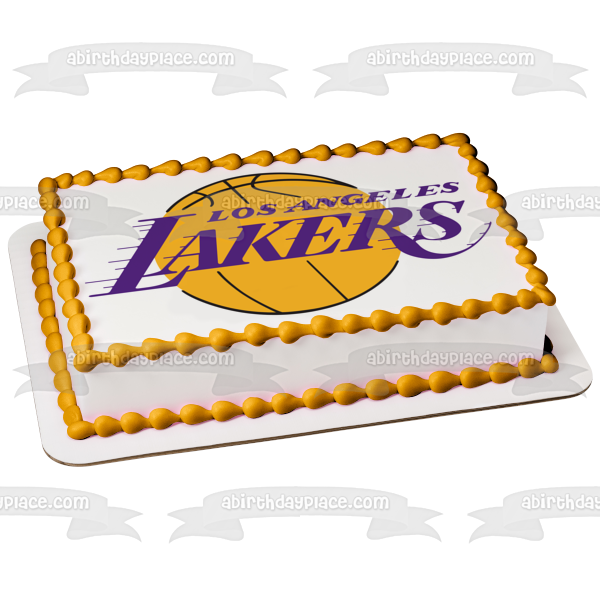 Imagen de decoración comestible para tarta de baloncesto de la NBA con el logotipo de Los Angeles Lakers ABPID07336 