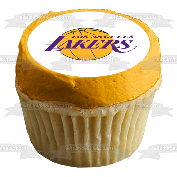 Imagen de decoración comestible para tarta de baloncesto de la NBA con el logotipo de Los Angeles Lakers ABPID07336 