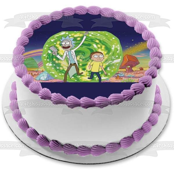 Rick y Morty Temporada 4 Rick Sanchez y Morty Smith Rocket League Adorno comestible para tarta Imagen ABPID07337 