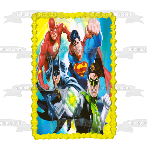 Superman Linterna Verde Batman y Flash Imagen comestible para decoración de tarta ABPID07188 