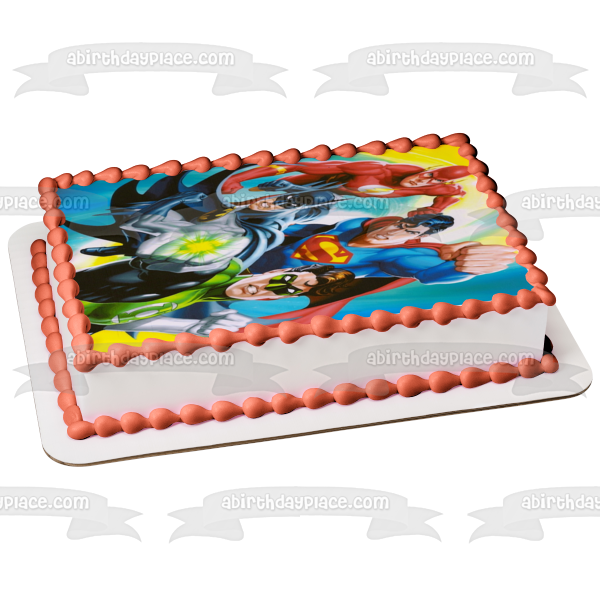 Superman Linterna Verde Batman y Flash Imagen comestible para decoración de tarta ABPID07188 