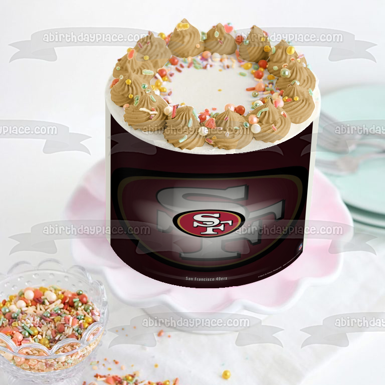 Imagen comestible para tarta con logotipo de los San Francisco 49ers de 2009 hasta la actualidad, ABPID07198 