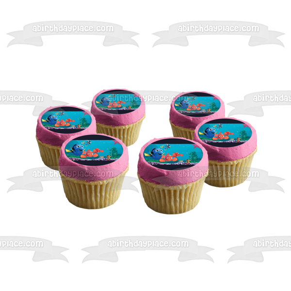 Finding Nemo Dory Nemo Marlin Peach Gill and Sheldon Edible Cake Topper Image ABPID07344