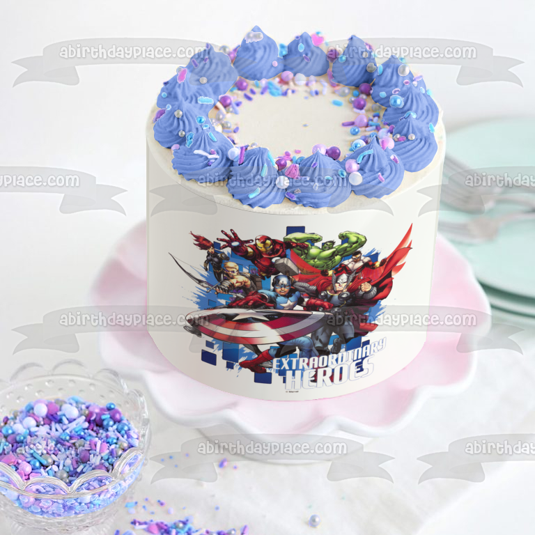 Avengers Extraordinary Heroes The Hulk and Captain America Edible Cake Topper Image ABPID07210