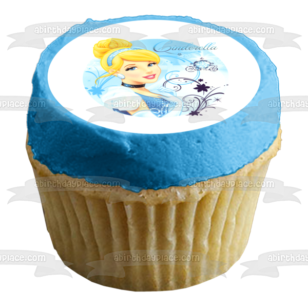 Princess Cinderella Blue Ball Gown Edible Cake Topper Image ABPID07351