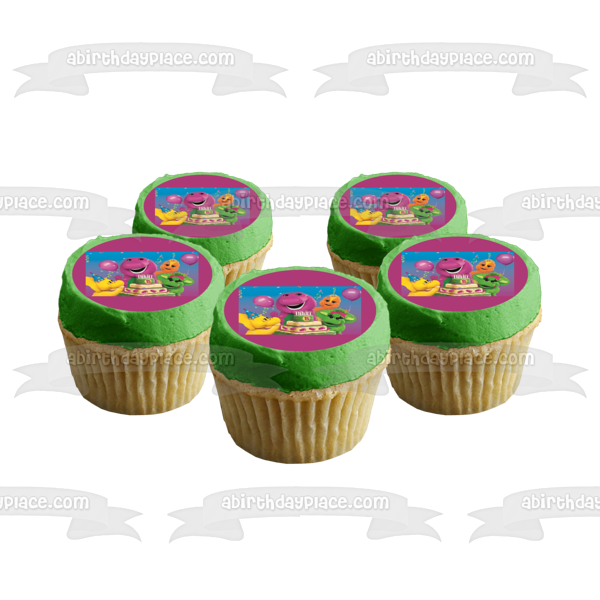 Barney Happy Birthday Baby Bop Bj Riff and a Cake Edible Cake Topper Image ABPID07352