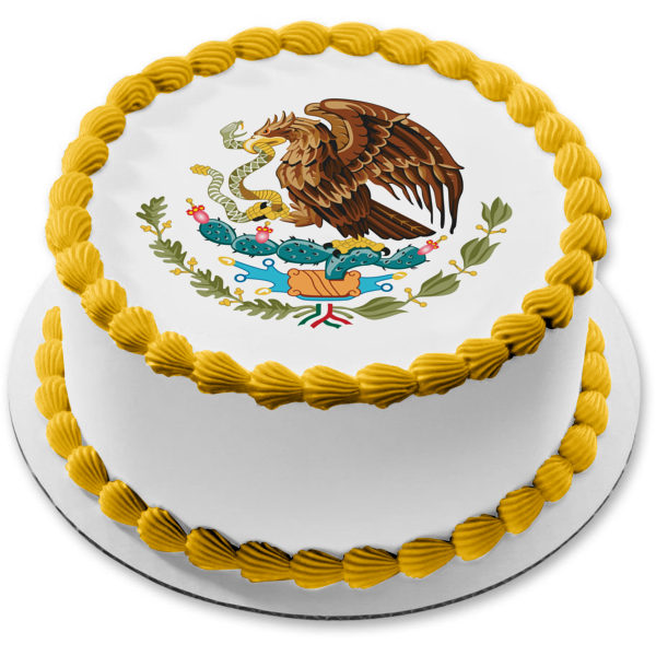 Imagen comestible para tarta con escudo nacional de la bandera mexicana ABPID07361 