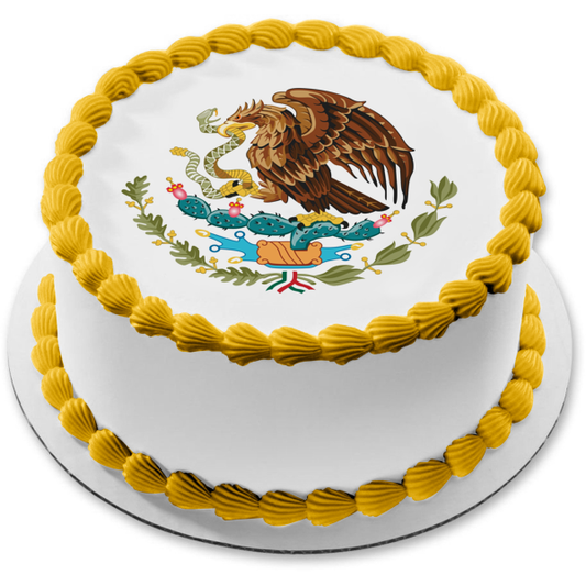 Imagen comestible para tarta con escudo nacional de la bandera mexicana ABPID07361 