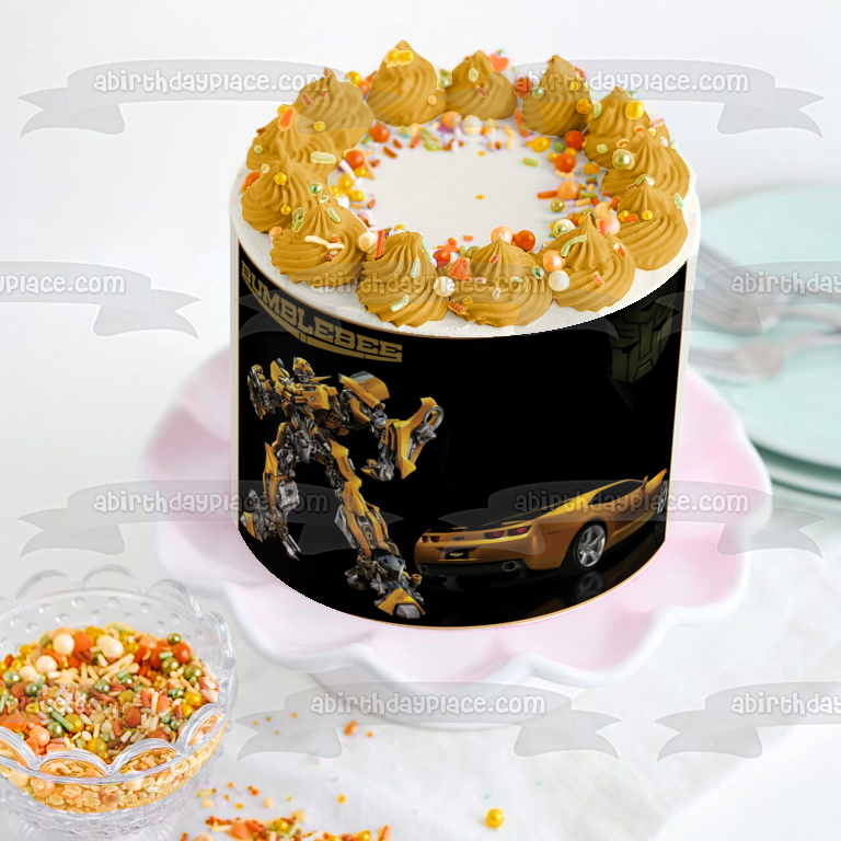 Transformers Bumblebee Autobot Goldwheels Chevy Edible Cake Topper Image ABPID07236