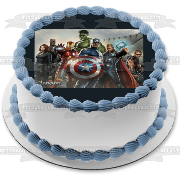 Avengers Captain America The Hulk Iron Man Thor and Black Widow Edible Cake Topper Image ABPID07379