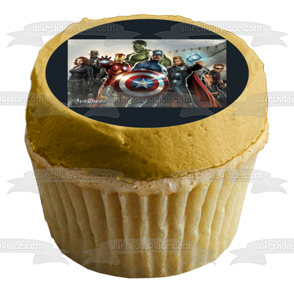 Avengers Captain America The Hulk Iron Man Thor and Black Widow Edible Cake Topper Image ABPID07379