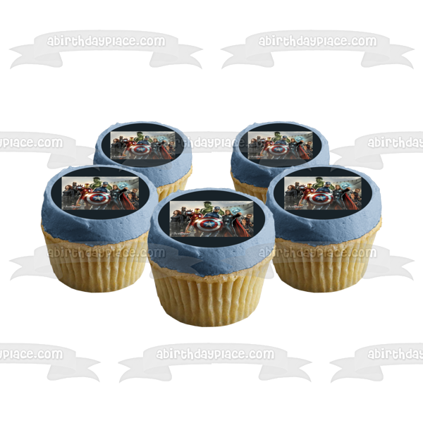 Avengers Captain America The Hulk Iron Man Thor and Black Widow Edible Cake Topper Image ABPID07379