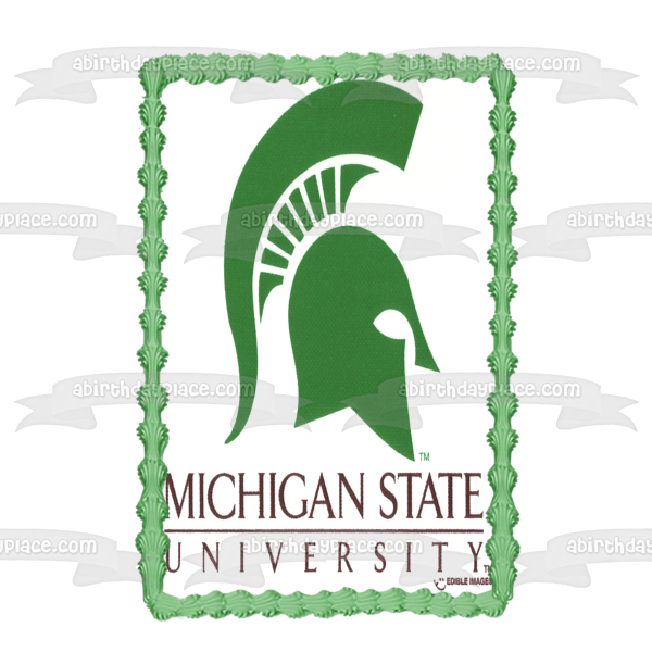 Imagen comestible para tarta con logotipo de los Spartans de la Universidad Estatal de Michigan ABPID07264 