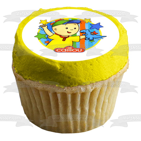 Imagen de decoración comestible para tarta con el logotipo de PBS Caillou, estrellas y desaliñado, ABPID07268 