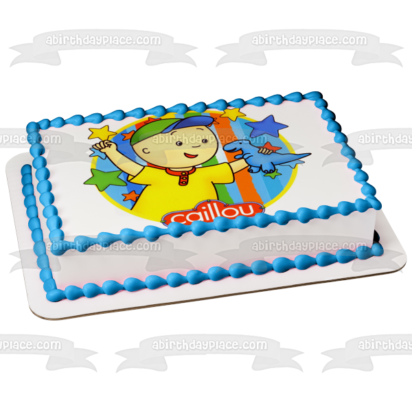 Imagen de decoración comestible para tarta con el logotipo de PBS Caillou, estrellas y desaliñado, ABPID07268 