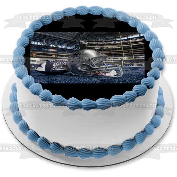 Imagen comestible para tarta con casco de fútbol americano de los Dallas Cowboys, estadio de la NFL, ABPID07441 