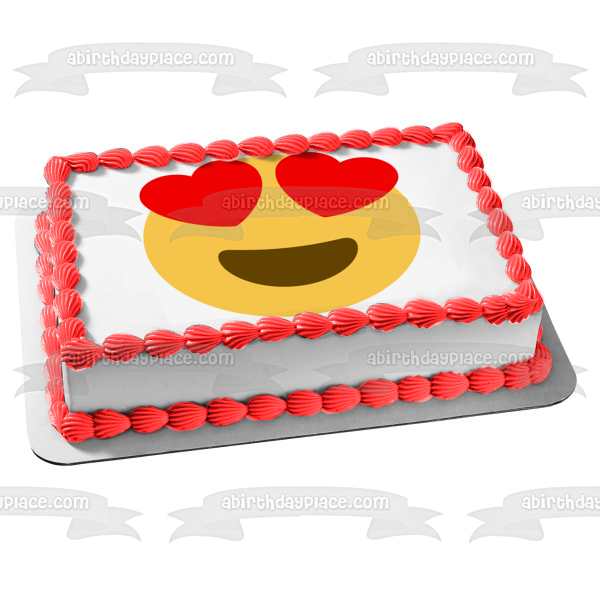 Imagen comestible para decoración de tarta con corazones emoji de amor ABPID07608 