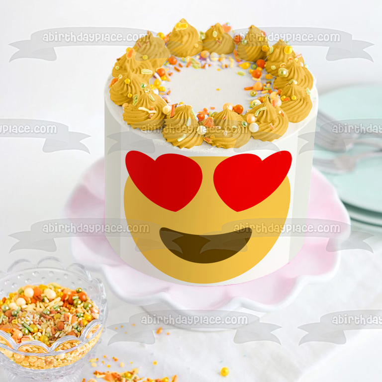 Imagen comestible para decoración de tarta con corazones emoji de amor ABPID07608 