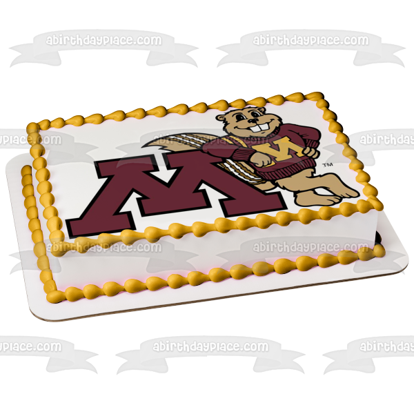 Logotipo de la Universidad de Minnesota con decoración comestible para tarta Goldy Gopher, imagen ABPID07634 