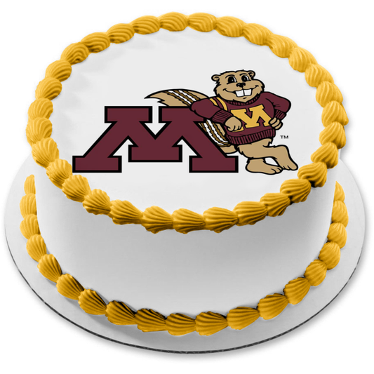 Logotipo de la Universidad de Minnesota con decoración comestible para tarta Goldy Gopher, imagen ABPID07634 