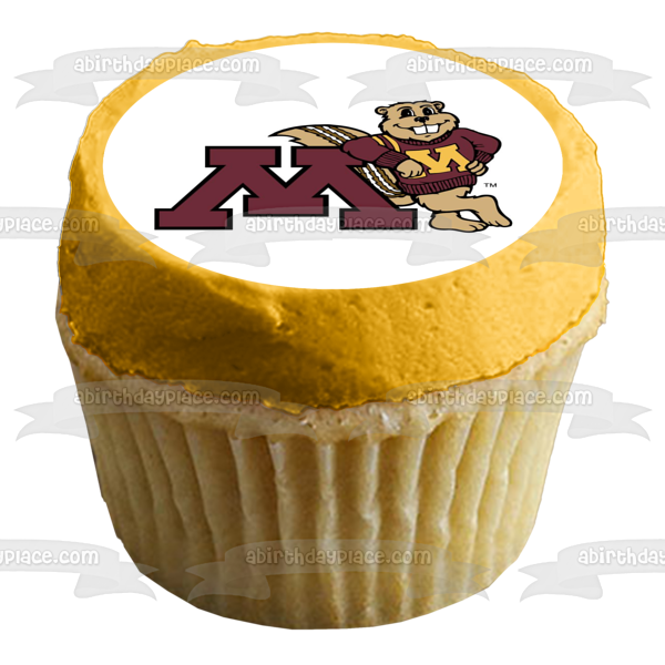 University of Minnesota Logo with Goldy Gopher Edible Cake Topper Image ABPID07634