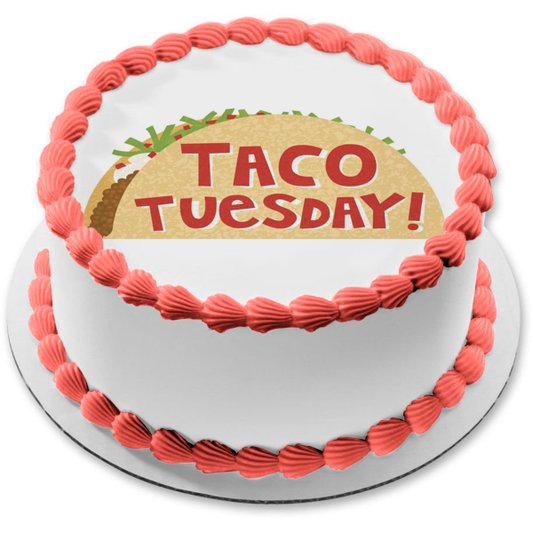 Imagen de decoración comestible para tarta de Taco Tuesday de dibujos animados ABPID07646 