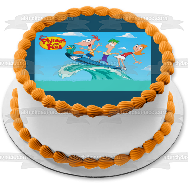 Phineas y Ferb Phineas Flynn Candace Flynn Perry el ornitorrinco y Ferb Fletcher Imagen comestible para decoración de tarta ABPID07651 