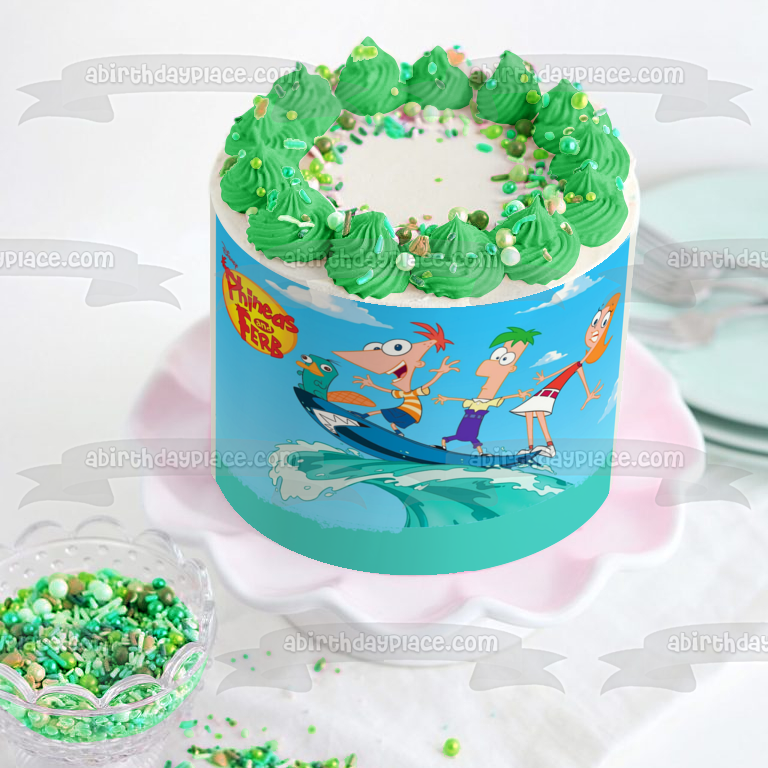 Phineas y Ferb Phineas Flynn Candace Flynn Perry el ornitorrinco y Ferb Fletcher Imagen comestible para decoración de tarta ABPID07651 