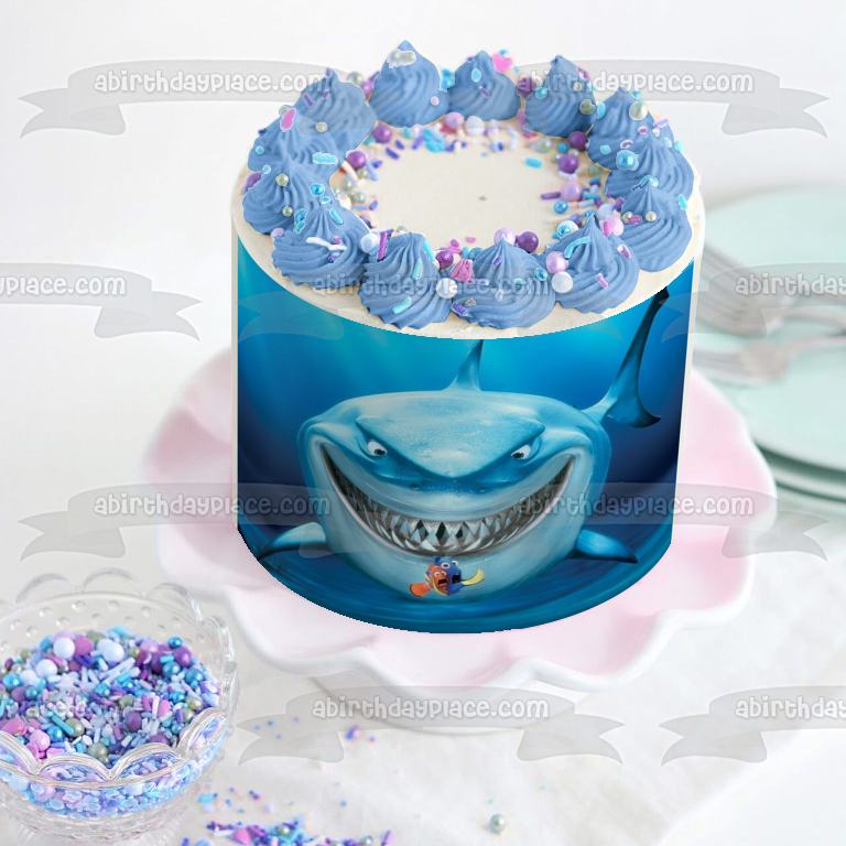 Buscando a Nemo Dory Marlin y Bruce decoración comestible para tarta imagen ABPID07508 