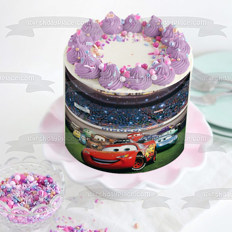 Cars Lightening McQueen Mater Doc Hudson Sally Ramone Fillmore Lizzie y Flo Adorno comestible para tarta Imagen ABPID07699 