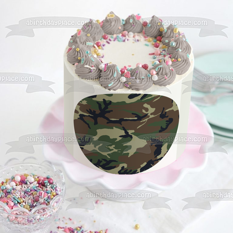 Adorno comestible para tarta de camuflaje del ejército, imagen ABPID07543 