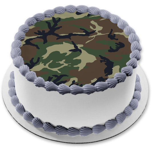 Army Camouflage Camo Edible Cake Topper Image ABPID07543