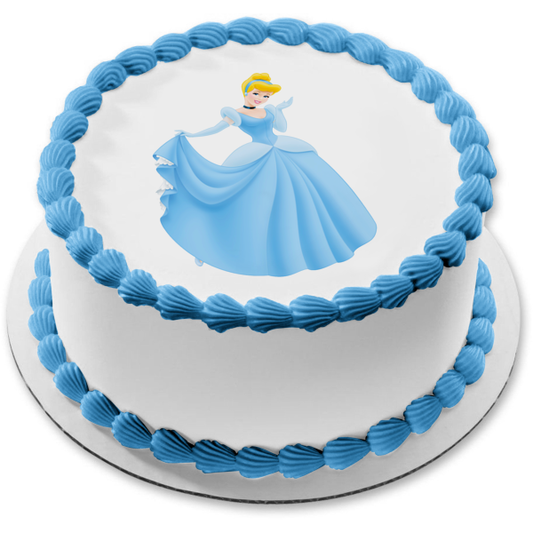 Princesa Cenicienta vestido de fiesta azul adorno comestible para tarta imagen ABPID07544 