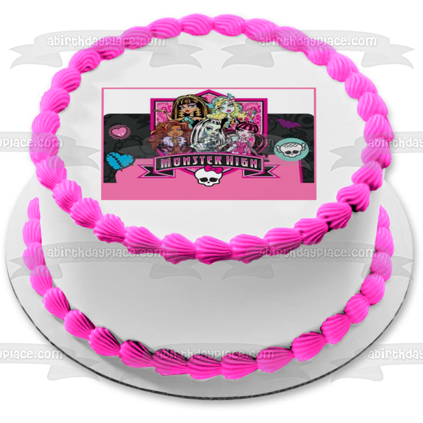 Monster High Clawdeen Wolf Lagoona Blue Cleo De Nile Draculaura y Frankie Stein Adorno comestible para tarta Imagen ABPID07548 