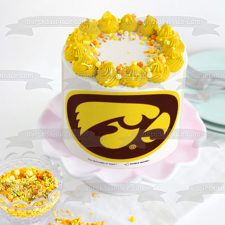 Imagen comestible para tarta con logotipo de la Universidad de Iowa Hawkeyes NCAA ABPID07734 