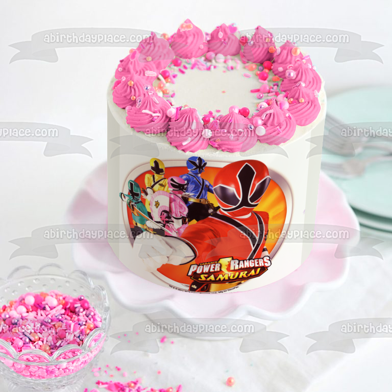 Power Rangers Samurai Pink Ranger Kimberly Red Ranger Jason y Yellow Ranger Trini Imagen comestible para tarta ABPID07737 