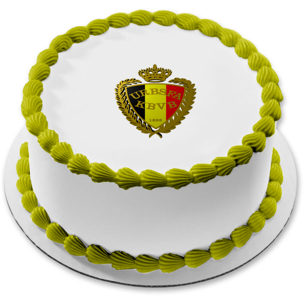 Imagen comestible para decoración de tarta con el logotipo de la selección nacional de fútbol de Bélgica Urbsfa Kbvb 1895 ABPID07575 