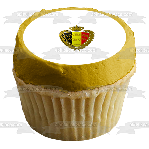 Imagen comestible para decoración de tarta con el logotipo de la selección nacional de fútbol de Bélgica Urbsfa Kbvb 1895 ABPID07575 