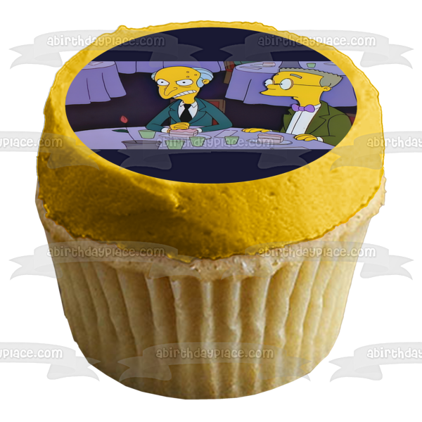 Imagen comestible para decoración de tarta de Los Simpson, Sr. Burns y Waylon Smithers, ABPID07594 