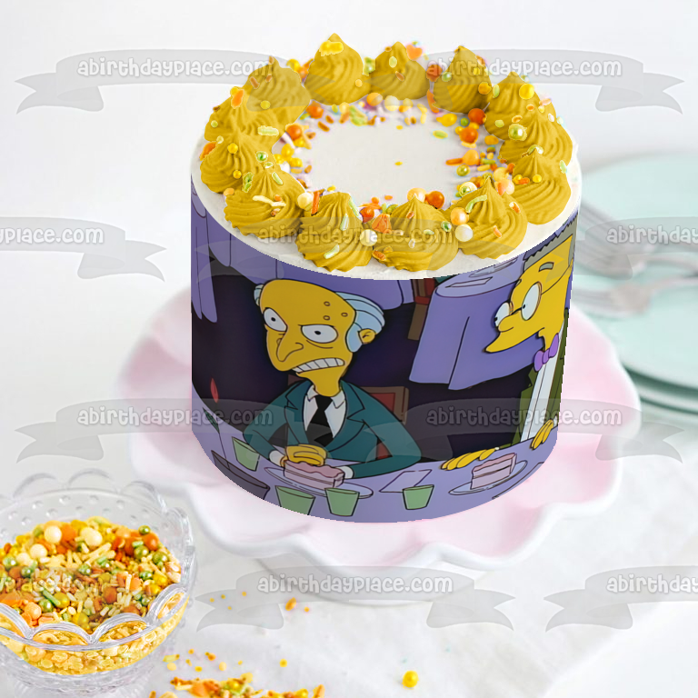 Imagen comestible para decoración de tarta de Los Simpson, Sr. Burns y Waylon Smithers, ABPID07594 