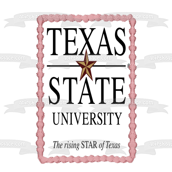 Logotipo de la Universidad Estatal de Texas, la estrella en ascenso de Texas, imagen comestible para decoración de tartas ABPID07766 