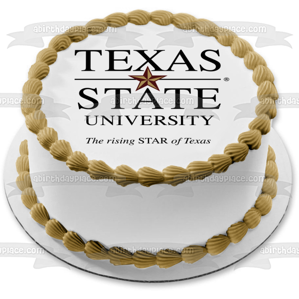 Logotipo de la Universidad Estatal de Texas, la estrella en ascenso de Texas, imagen comestible para decoración de tartas ABPID07766 