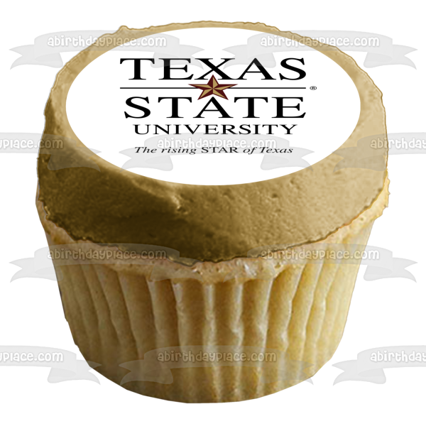 Logotipo de la Universidad Estatal de Texas, la estrella en ascenso de Texas, imagen comestible para decoración de tartas ABPID07766 