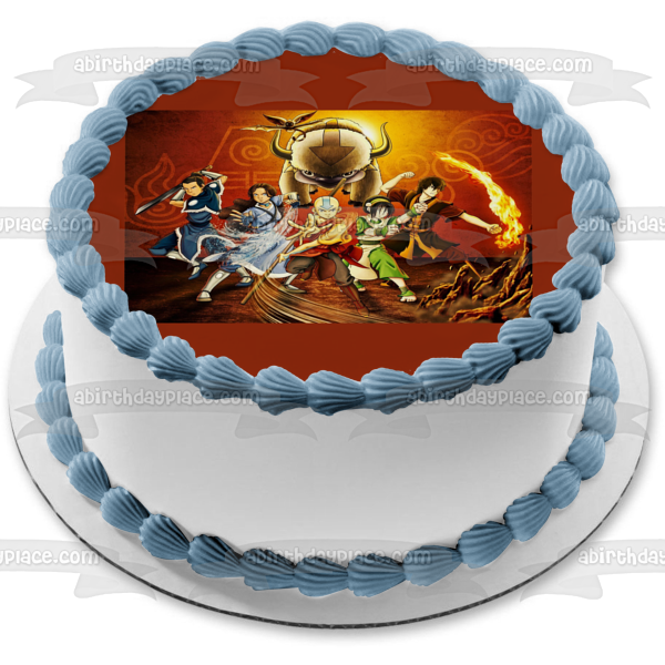 Avatar, el último maestro del aire, Aang Toph Beifong, Zuko, Sokka, Katara y Appa, decoración comestible para tarta, imagen ABPID07768 